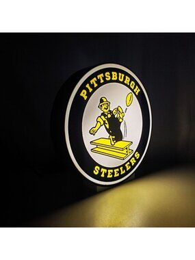 Pittsburgh Steelers Retro Light Box Sign - 9" Vintage Steely McBeam LED LightedS